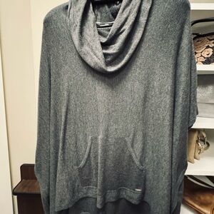 Calvin Klein Gray Cowl Neck Poncho Sweater